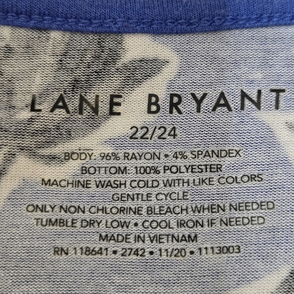 Lane Bryant Blue and Black Floral Open Front Cardigan, Size 22/24 - Picture 2 of 6
